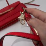Stella & Dot Red Pebble Leather Flap Crossbody Bag Gold Hardware Photo 9