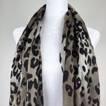 Leopard Spots 27” x 79” Long Scarf Fringe Black Taupe White Photo 1