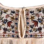 Free People  Wild Flowers Embroidery Blouse Sz S Cream Crepe Boho Western Gypsy Photo 8