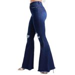 Ymi Gigi High Rise Flare Distressed Raw Hem Dark Wash Jeans 9/29 NEW with Tags Photo 6