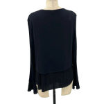 Generation Love Knit Pleated Hem Layered Long Sleeve Sweater Top Black Medium Photo 5