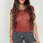 Jones New York Vintage 90’s Jones Wear crochet short sleeve top burnt orange/red Photo 1