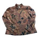 Dana Buchman Womens  Brown burgundy Green Floral Brocade Print Blazer Jacket 16 Photo 8