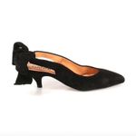 Ganni  Tie Back Kitten Heels Black‎ Suede Size 6 (36) Photo 2