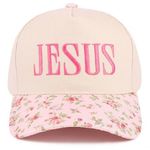 Jesus Floral Brim Trucker Hat Cream / Pink NWT Photo 1