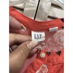 Gap Orange/Black/White Floral Blouse 3/4 Sleeve Size S Pleated Button Up Photo 1