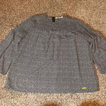 Michael Kors Blouse Floral Print 3/4 Sleeve Smocked Top Black White S Photo 0