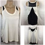 AIKO Black & Ivory Leather Trim Tank Top S Photo 1