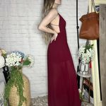 Boutique Wine Red Strappy Maxi Dress Photo 9