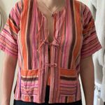 Linen Boho Hippy Tie Shirt Size M Photo 0