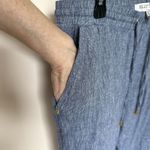 Ellen Tracy Linen Blend  Pants Womens Med Blue Coastal Pull On Drawstring Photo 3