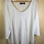 Tahari  Womens 2X Linen 100% Flowy Basic White T-Shirt 3/4 Sleeve Length Classic‎ Photo 0