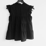 Monteau  Los Angeles Black Tiered Ruffle Sleeve Blouse‎  Size Small Photo 2