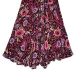 Cynthia Rowley  M Smocked Button Front Maxi Skirt Floral Front Slit Gypsy Peasant Photo 2