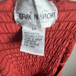 Caren Sport 2X Rust Strapless Elastic Top Jumpsuit with Belt Red Photo 2