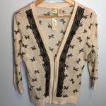Spoiled Lace, Bows, Polka Dots, Black Cream Cardigan Size XL Photo 10