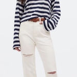 Madewell NWT 90s Straight Leg Jeans Women's Size 26 Ripped Distressed Off White Photo 0