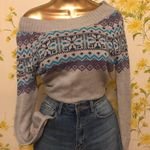 OP Fairisle Nordic Grey Blue & Purple Sweater M Photo 2
