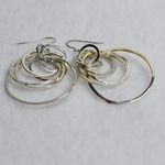 Unique Orbiting Silver Tone Dangle Drop Fish Hook Earrings Like New Photo 0