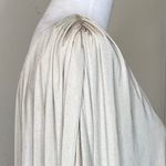 Jennifer Lopez Tan Metallic Strapless One Shoulder Ruched Flowy Top Blouse Large Photo 3