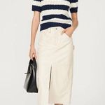 Flawed DUNST Blue Striped Summer Cableknit Sweater Size Medium $140 Photo 0