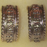 Gold Tone Chunky Retro Boho Textured Hoop Earrings Silver Photo 0