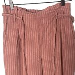 American Eagle Women’s Cotton / Linen Pink Striped Belted Pants Size Medium Photo 1