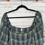 BP NEW Plaid Navy and Yellow Puff Sleeve Plus Size Crop Top, NWT, Size 2X Photo 5