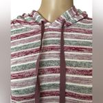 Market & Spruce NWT Pink Striped Lightweight Knit Sweater with Hoodie M Photo 2