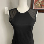 KF/Kaufman Franco Collection Onyx Leather Front Mini Dress Size 4 Sheer Cap Sexy Black Photo 1