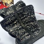 UGG  Australia Classic Short Sparkles Black Gold Sequin Knit Boots - Size 10 Photo 7
