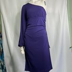 Maggy London Midi Fitted Ruched One Shoulder Purple Dress 10 Photo 12