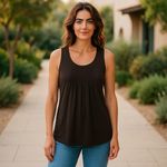 Eileen Fisher Delavè Jersey Stretch Long Length Tank Top SZ LG Brown Boho Casual Photo 1