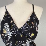 Amour Vert Varden Sleeveless Wrap Midi Dress Size L Black Floral Washable Silk Photo 2