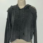 Don't Ask Why Don’t Ask Why Vintage Wash Cropped Cold Shoulder Hoodie W Cutouts Gray Women’s Photo 0