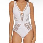 Becca NWT  by Rebecca Virtue Color Play White Crochet One Piece Swimsuit Photo 0