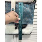 Myra Hair On Black/White‎ Leather Turquoise/Rose Gold Hand Tooled Shoulder Bag Black Photo 5