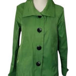 Gallery  Petite Green Big Button-Front Jacket Size Small P Mid Length Women Lined Photo 0