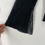 J Laxmi Black All Over‎ Beading Sheer Chiffon Flate Sleeve Asymmetrical Blouse Size XL Photo 4