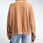 easel  Flower Patch Mineral Washed Terry Knit in Brown Size S Photo 1