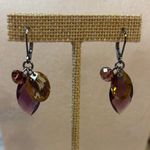 Source Unknown  Purple and Gold Dangle Earrings Photo 2