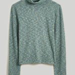 Madewell greeen space dyed ribbed cropped turtleneck top size medium Photo 0