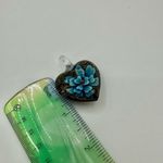 Heart blue glass lamp work pendant Photo 3