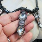 BaubleBar Gunmetal Mesh Statement Necklace with Clear Rhinestones Photo 2