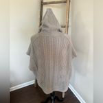 Acrobat 100% Cotton Oversized Zip Front Hooded Cable Knit Poncho Size XS… Tan Photo 6