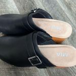 MIA  Milpu Swedish Wood and Vegan Leather Clogs Size 10 Mules Black Shoes NWOT Photo 3