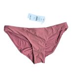 PilyQ NWT Lotus Basic Ruched Full Bikini Bottoms Mauve Pink Hipster Low Rise M Photo 2