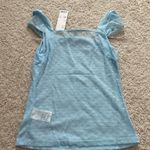 Kimchi Blue Bridgette Heart Dotted Mesh Top NWT Size S - Light Blue Photo 6