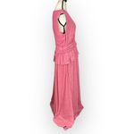 LDT Maxi Gown Women's 4 Pink Rose Peplum Waist Sleeveless Plunging V Photo 5