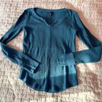 Aeropostale Blue Waffle Knit Notch Neck Long Sleeve Top Size Small Photo 0